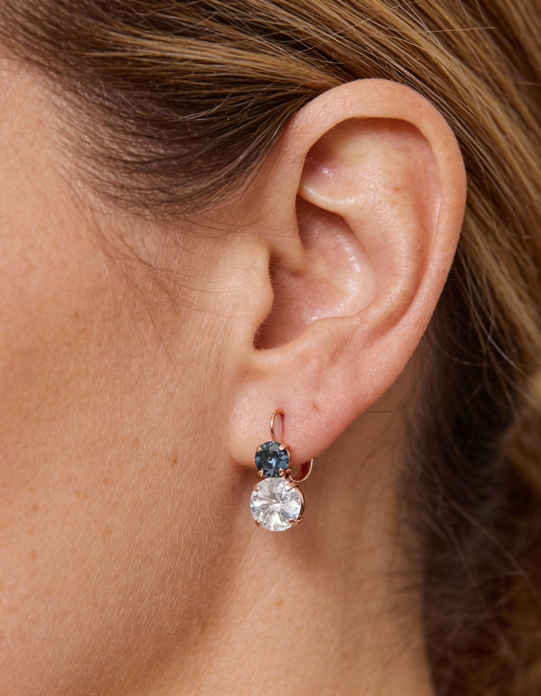 Vintage White and Blue Crystal Earrings