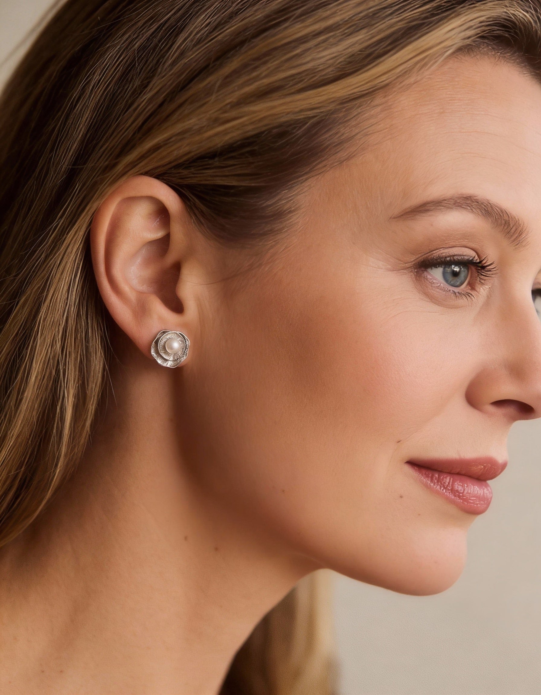 Vintage Silver Pearl and Petal Earrings