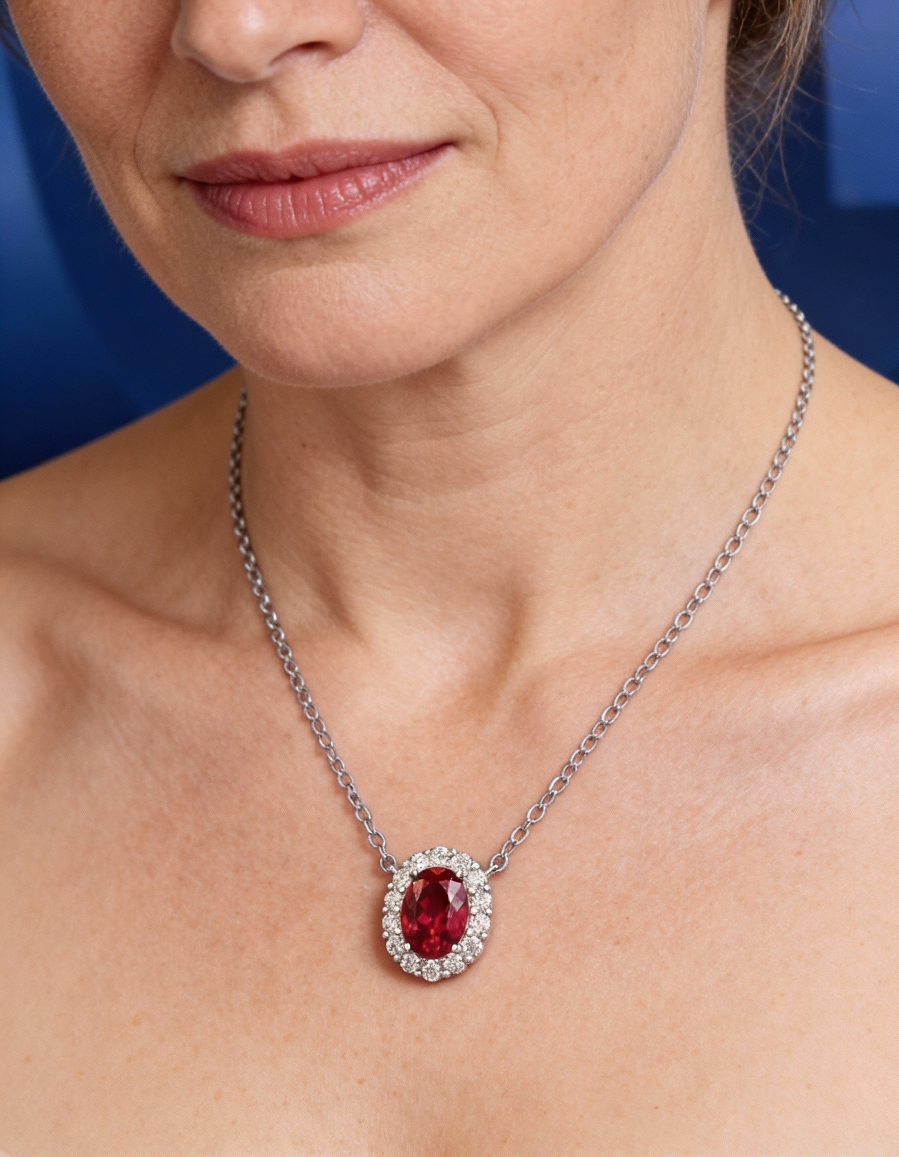 Ruby and Moissanite Necklace