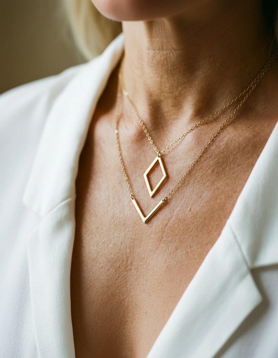 Elegant V-Shaped Geometric Pendant Necklace
