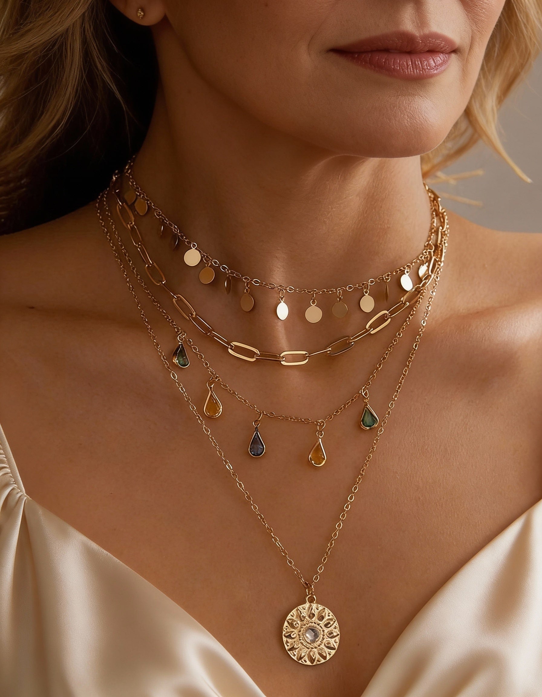 Vintage Golden Sun Necklace