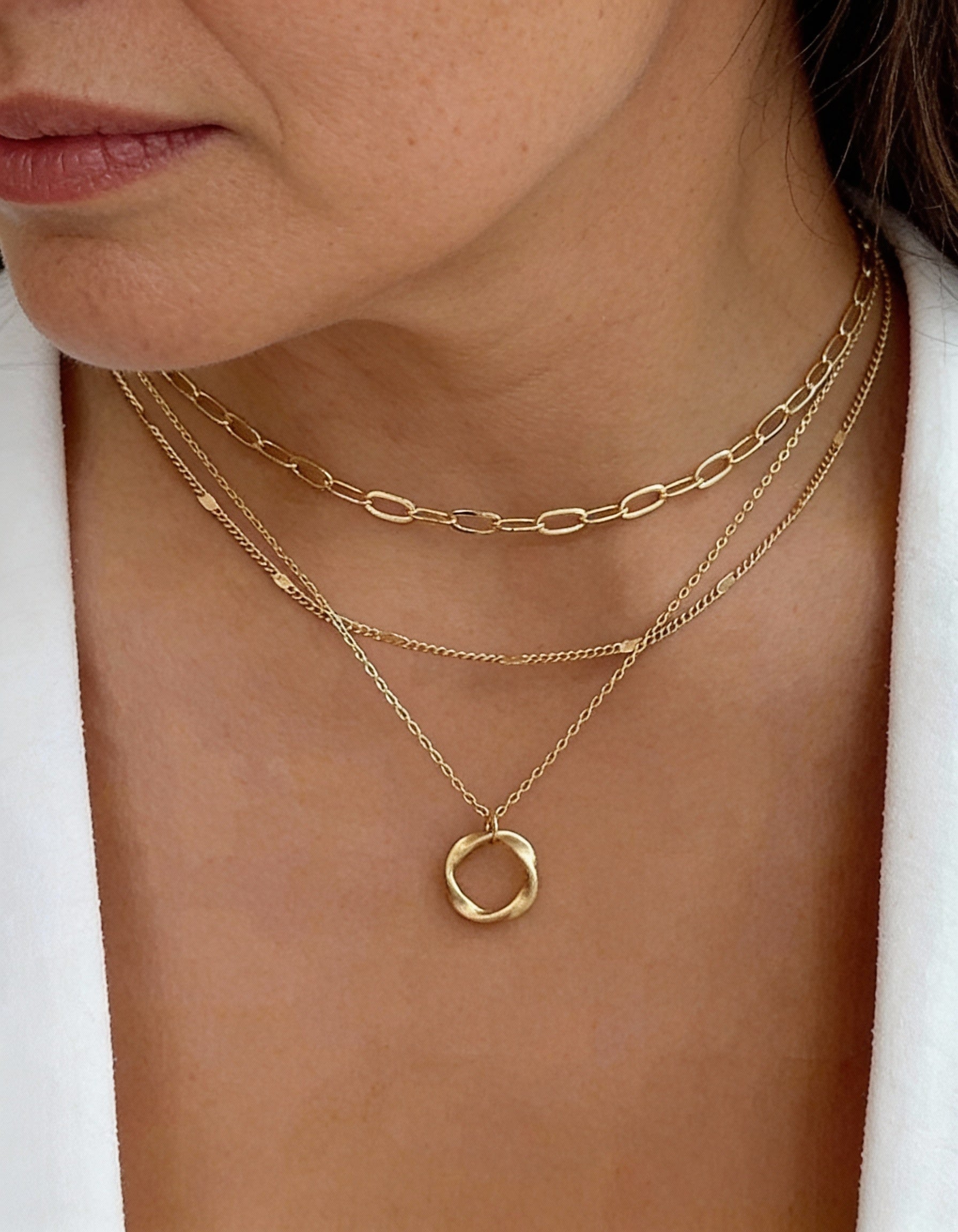 Vintage Layered Chain Necklace with Gold Pendant