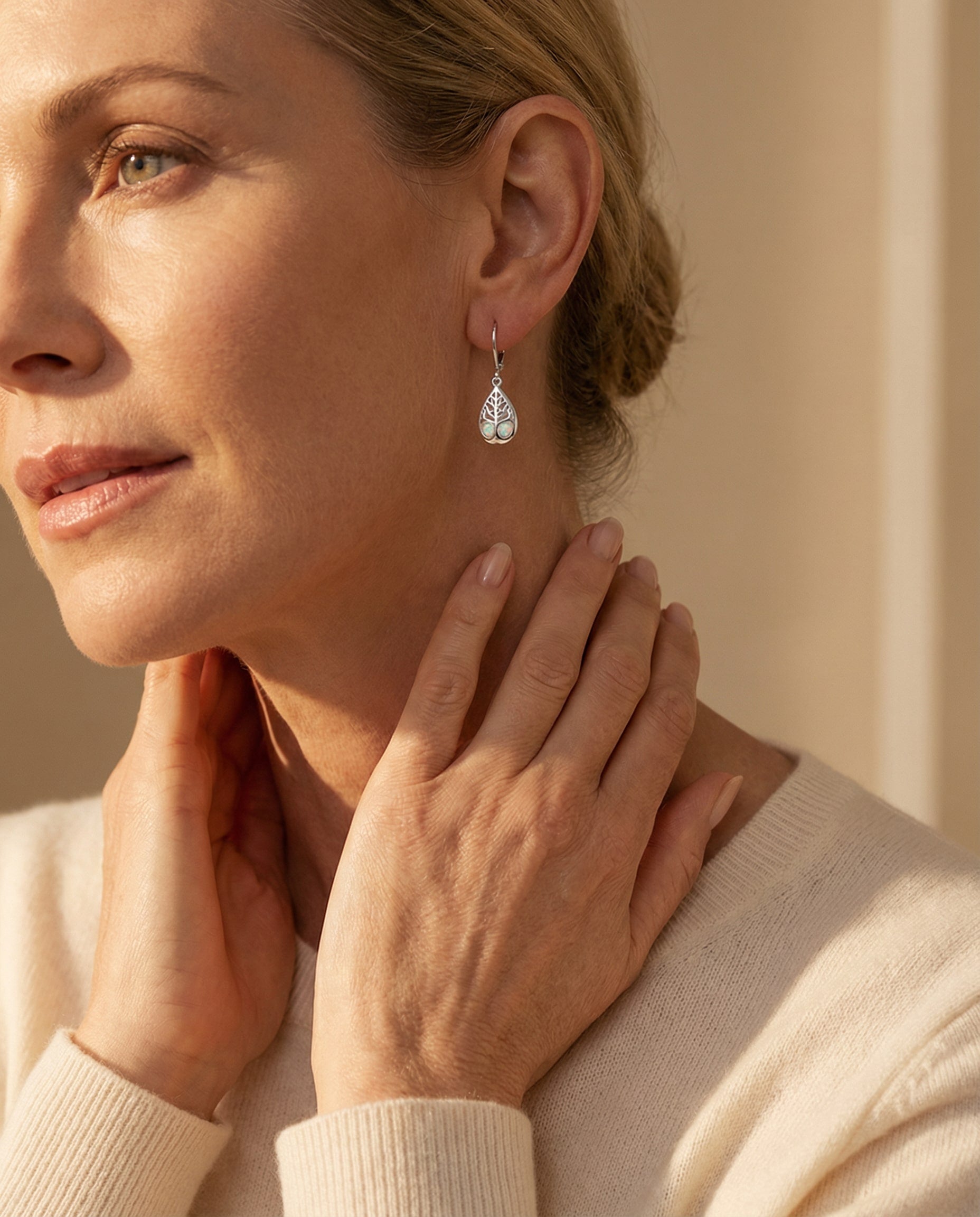 Tree of Life Earrings in Opal and Silver