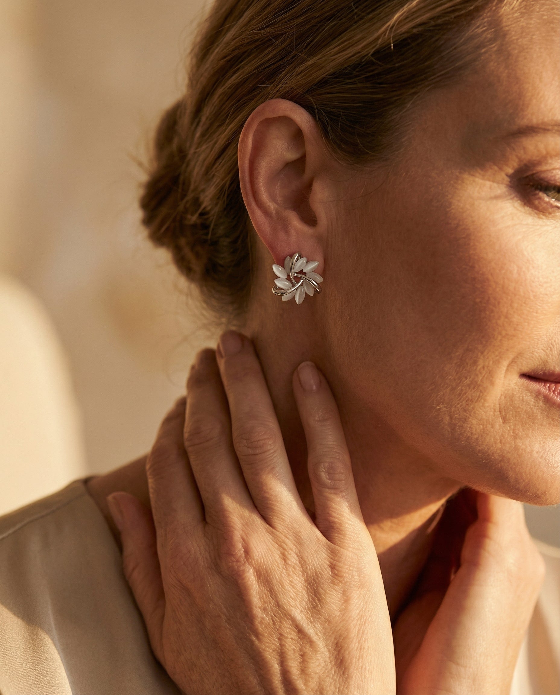 Elegant and Exquisite Earrings with Opal Petals in Gold