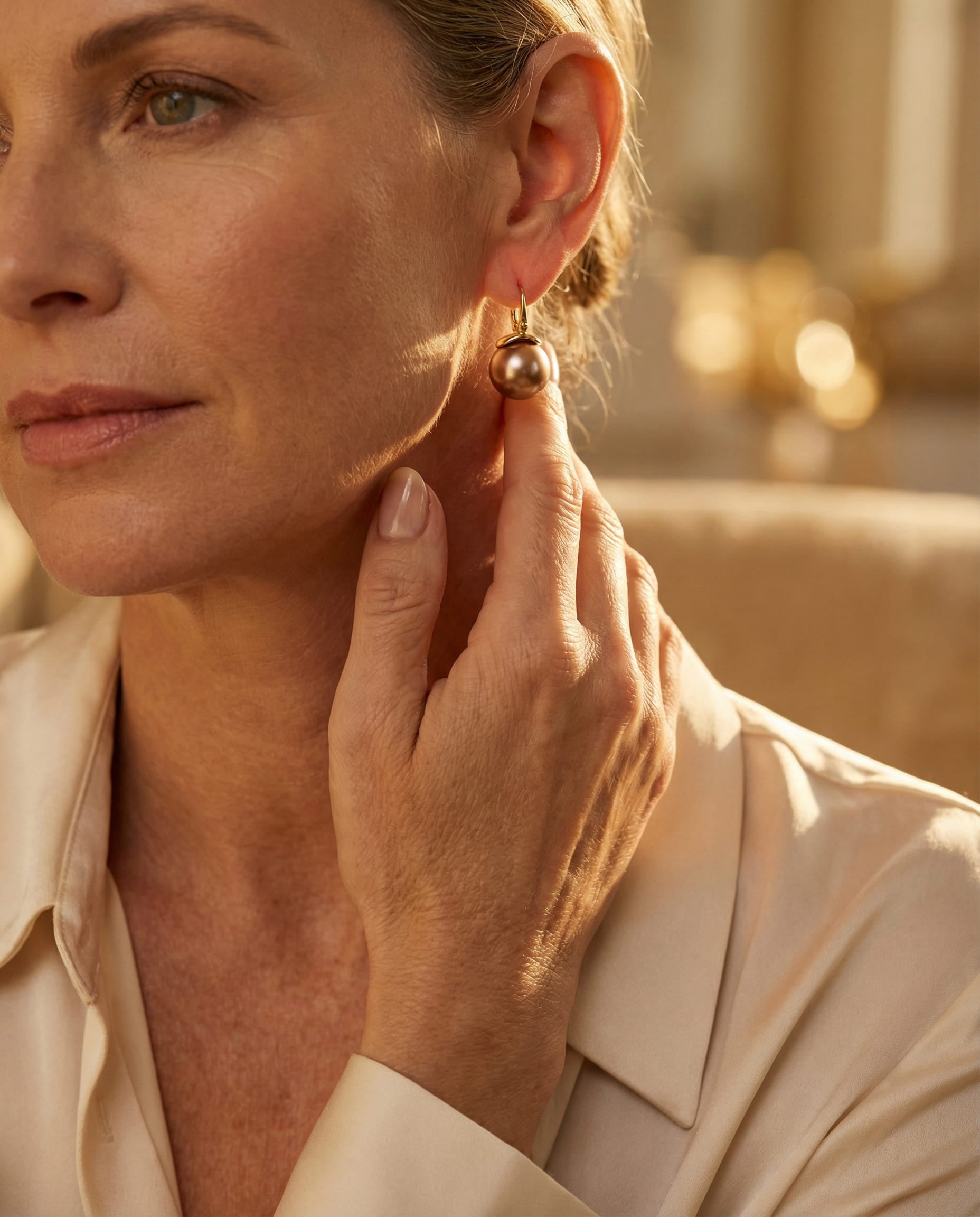 Chunky Gold Pearl Earrings