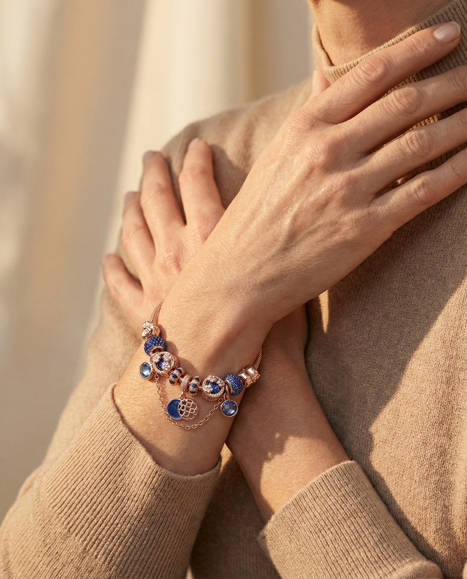 Rose Gold and Blue Crystal Bracelet