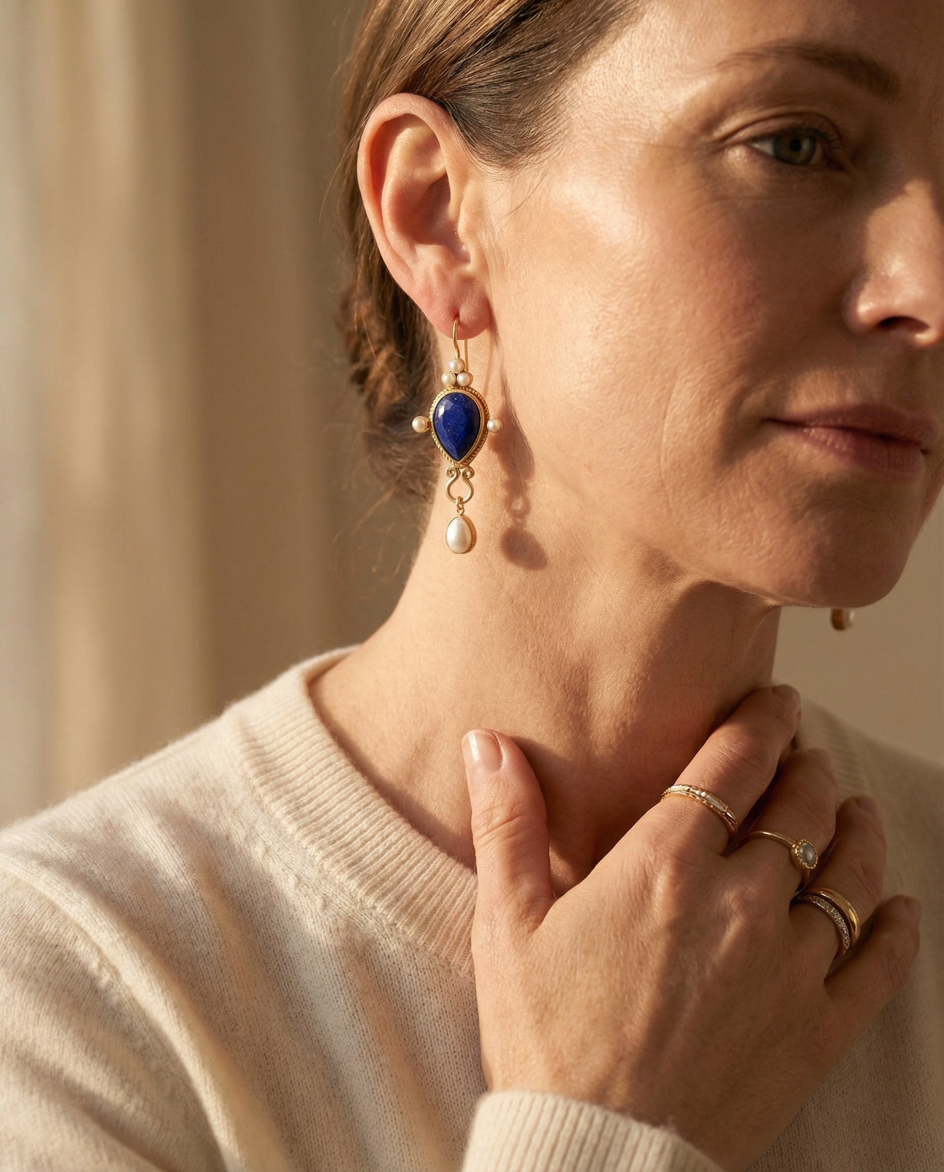 Vintage Ruby and Pearl Earrings