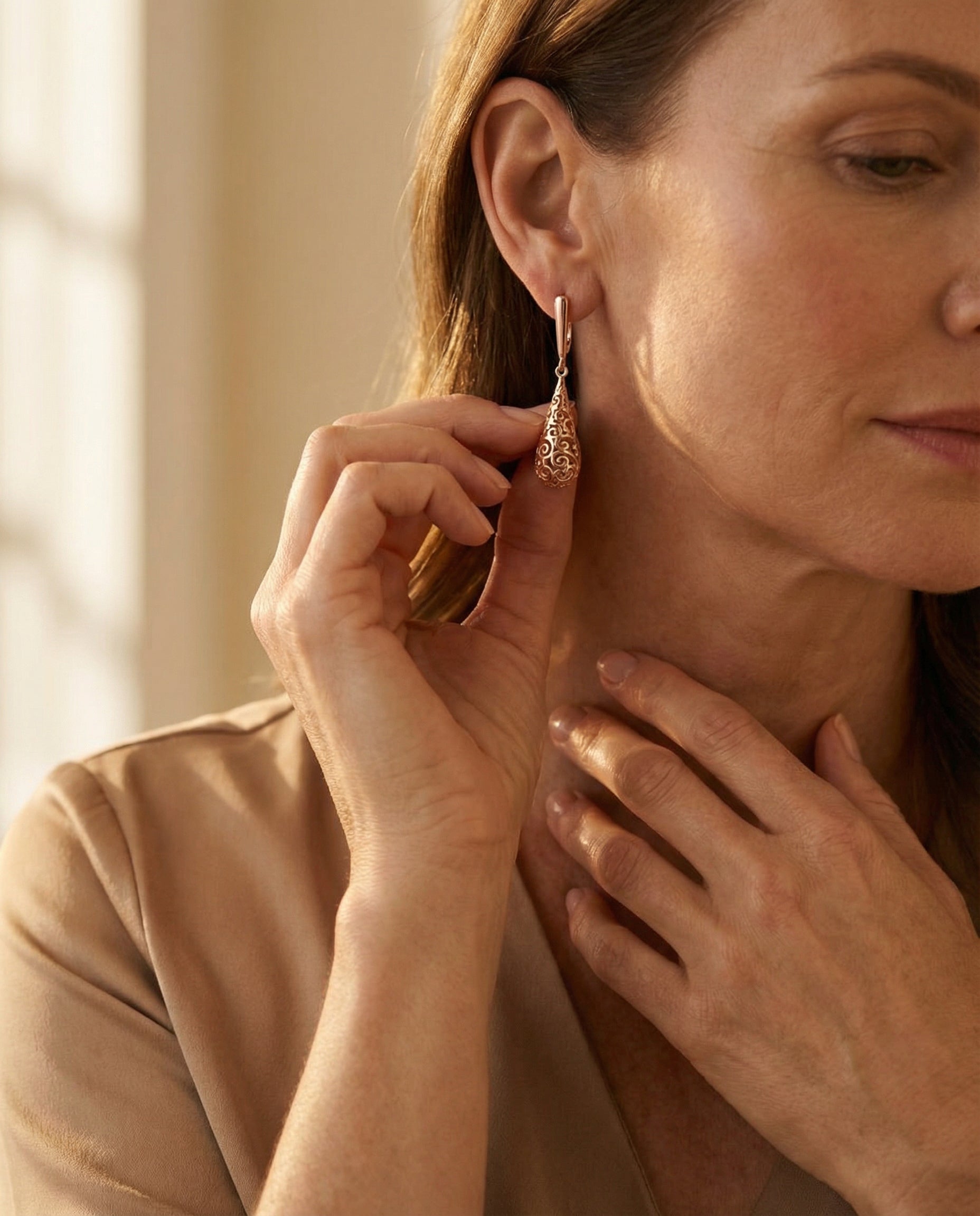 Gold Mandala Drop Earrings