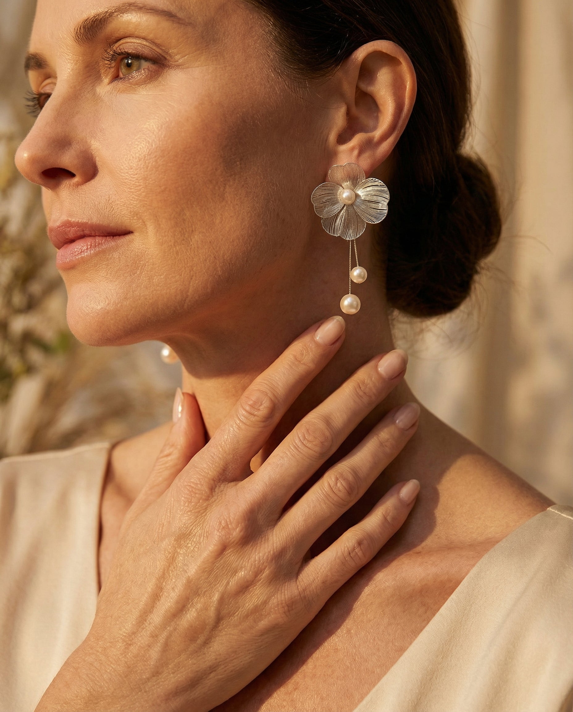 Bohemian Pearl and Petal Earrings