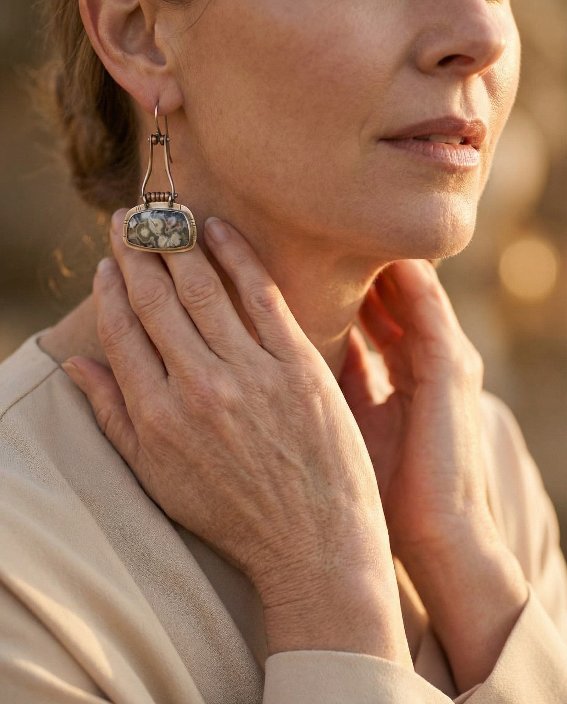 Vintage Aged Stone Earrings