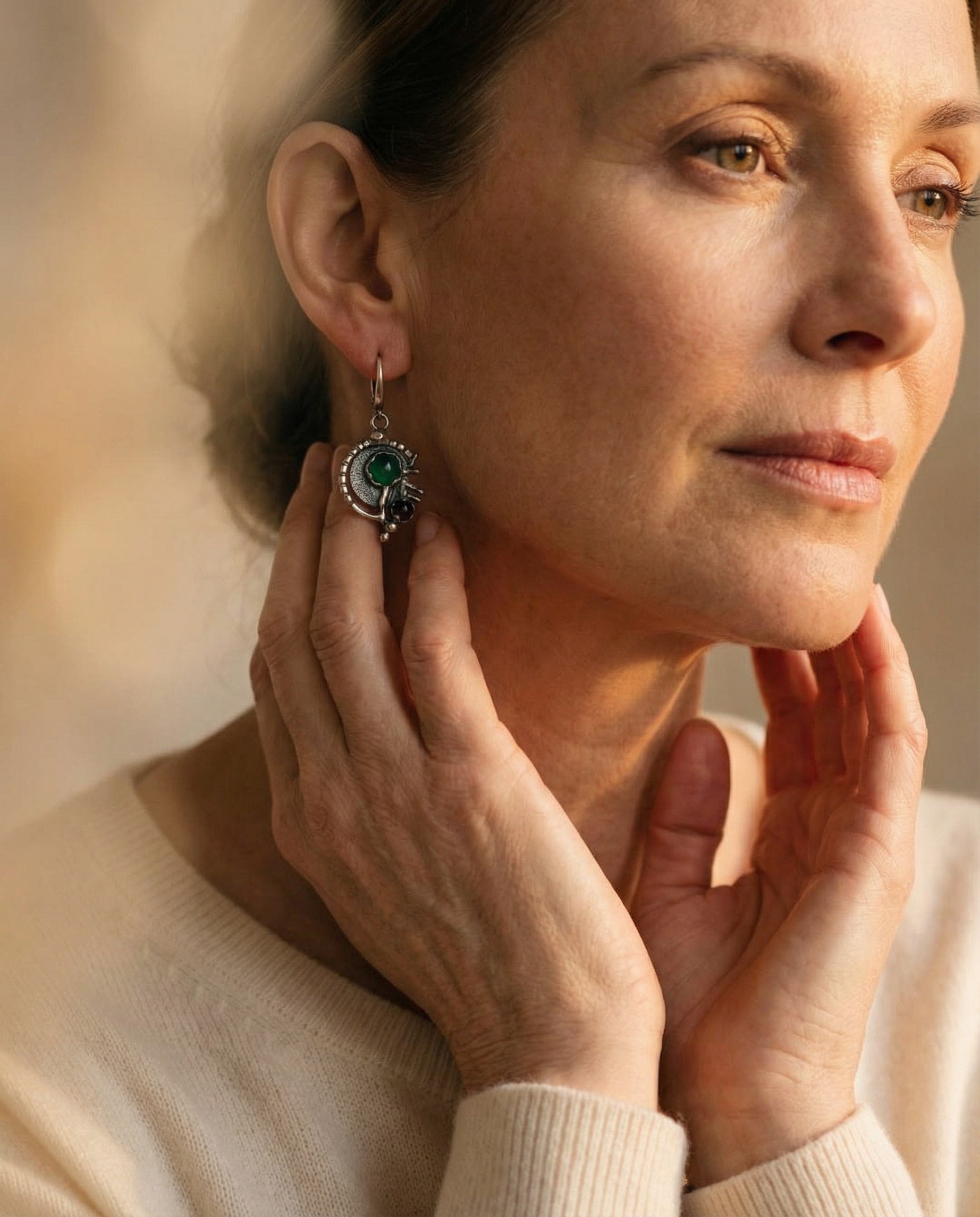 Silver Turquoise Crystal Earrings