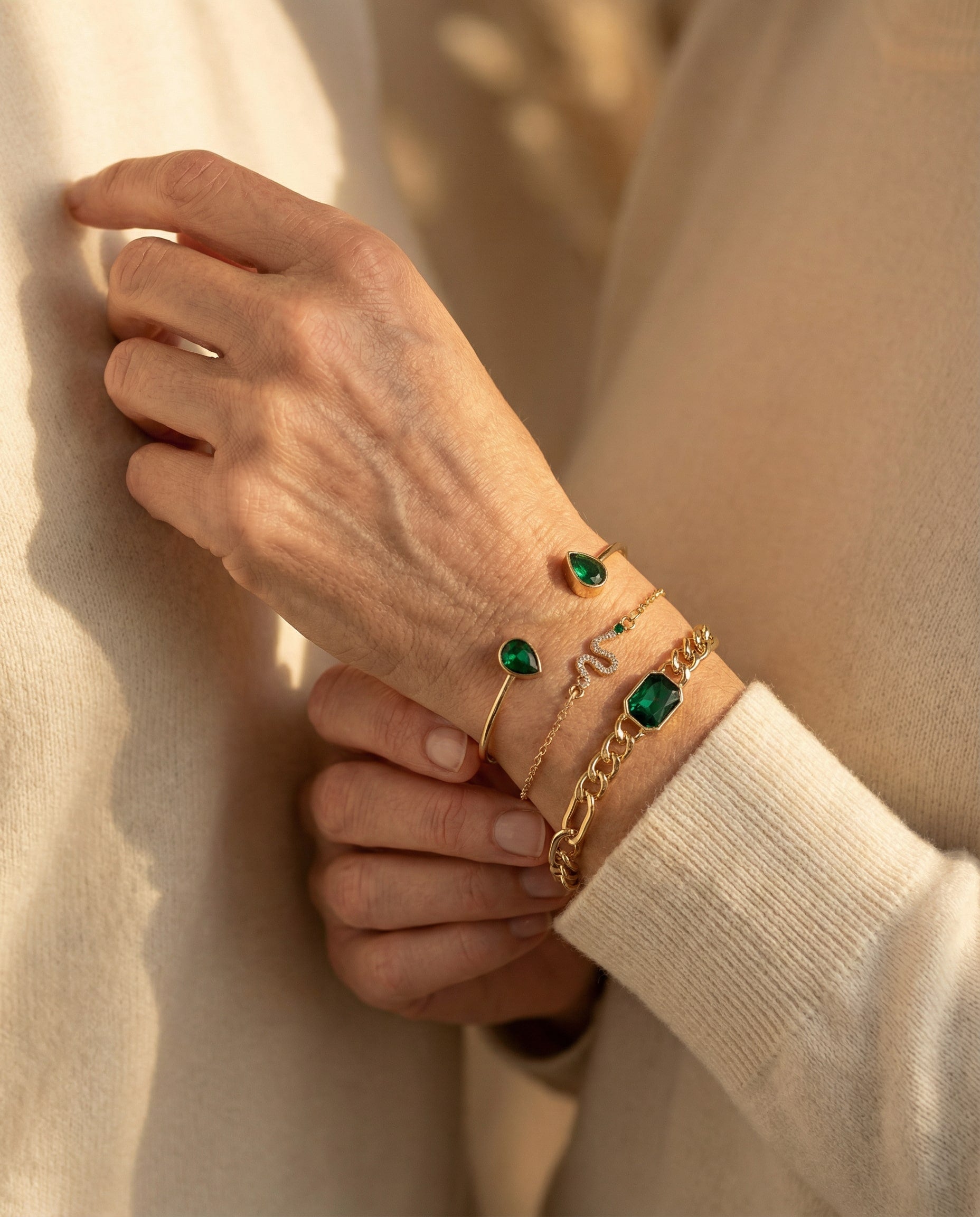 Green Crystal Bracelet Set