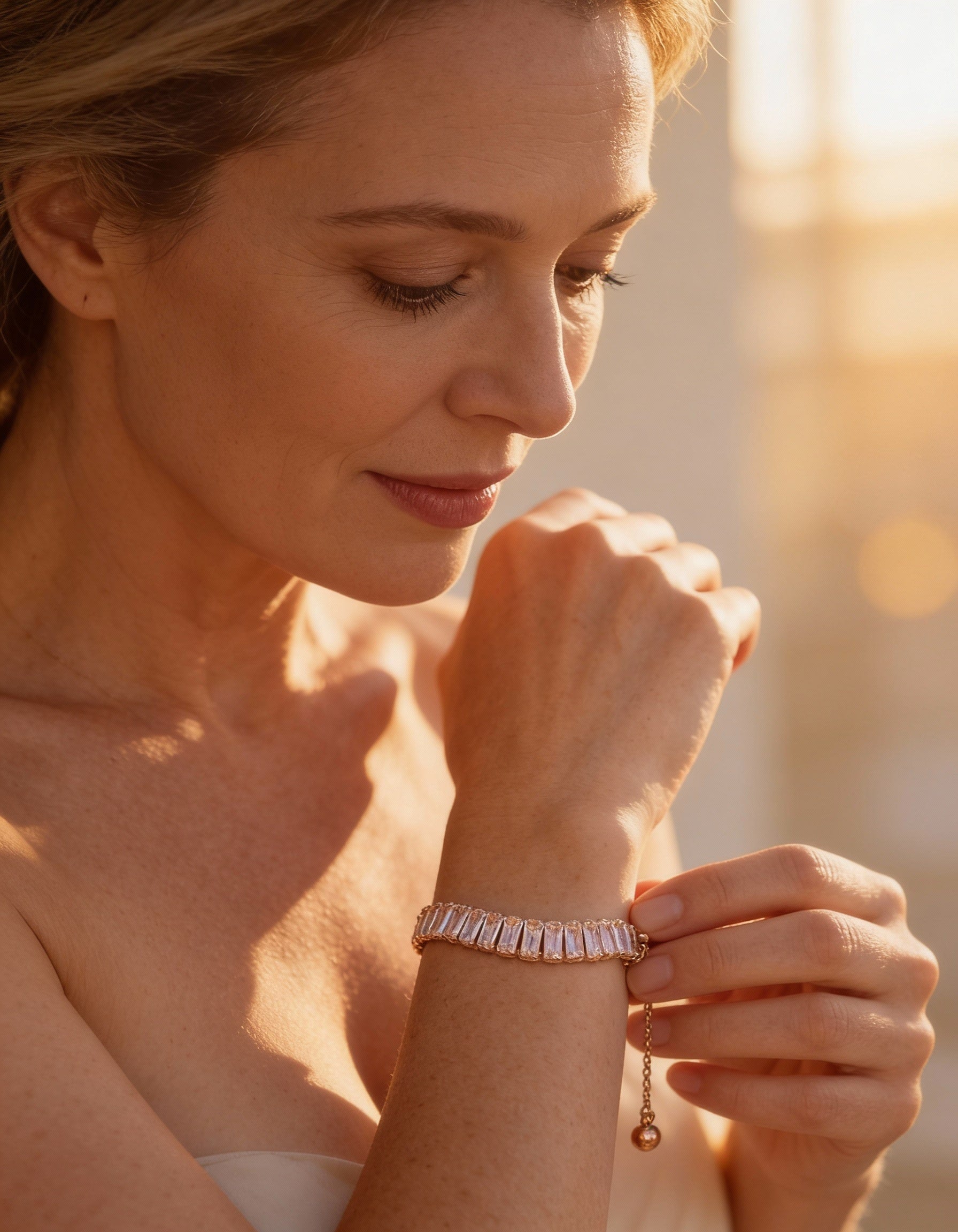 Gold and Silver Cubic Zirconia Adjustable Bracelet