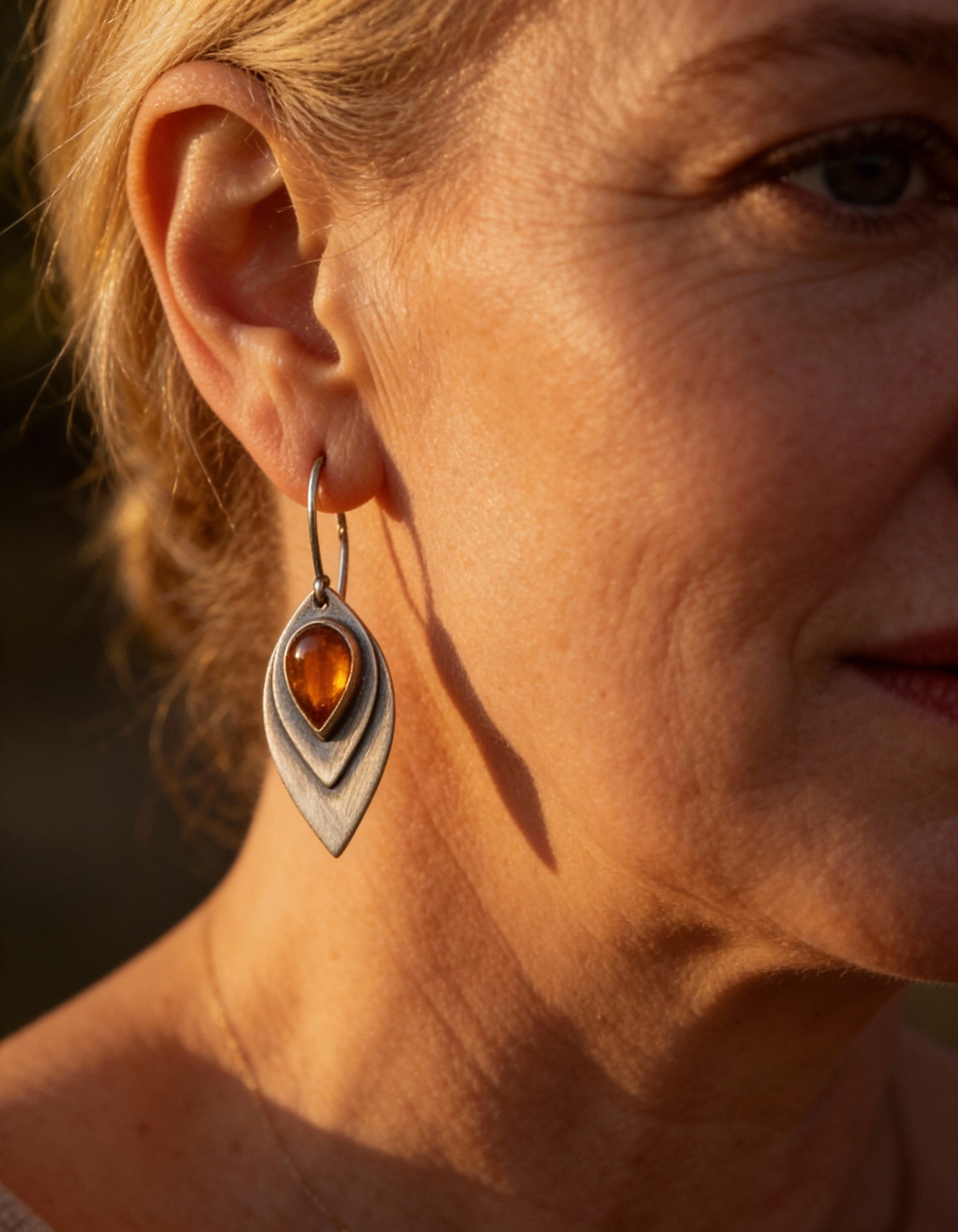 Vintage Silver Orange Stone Earrings