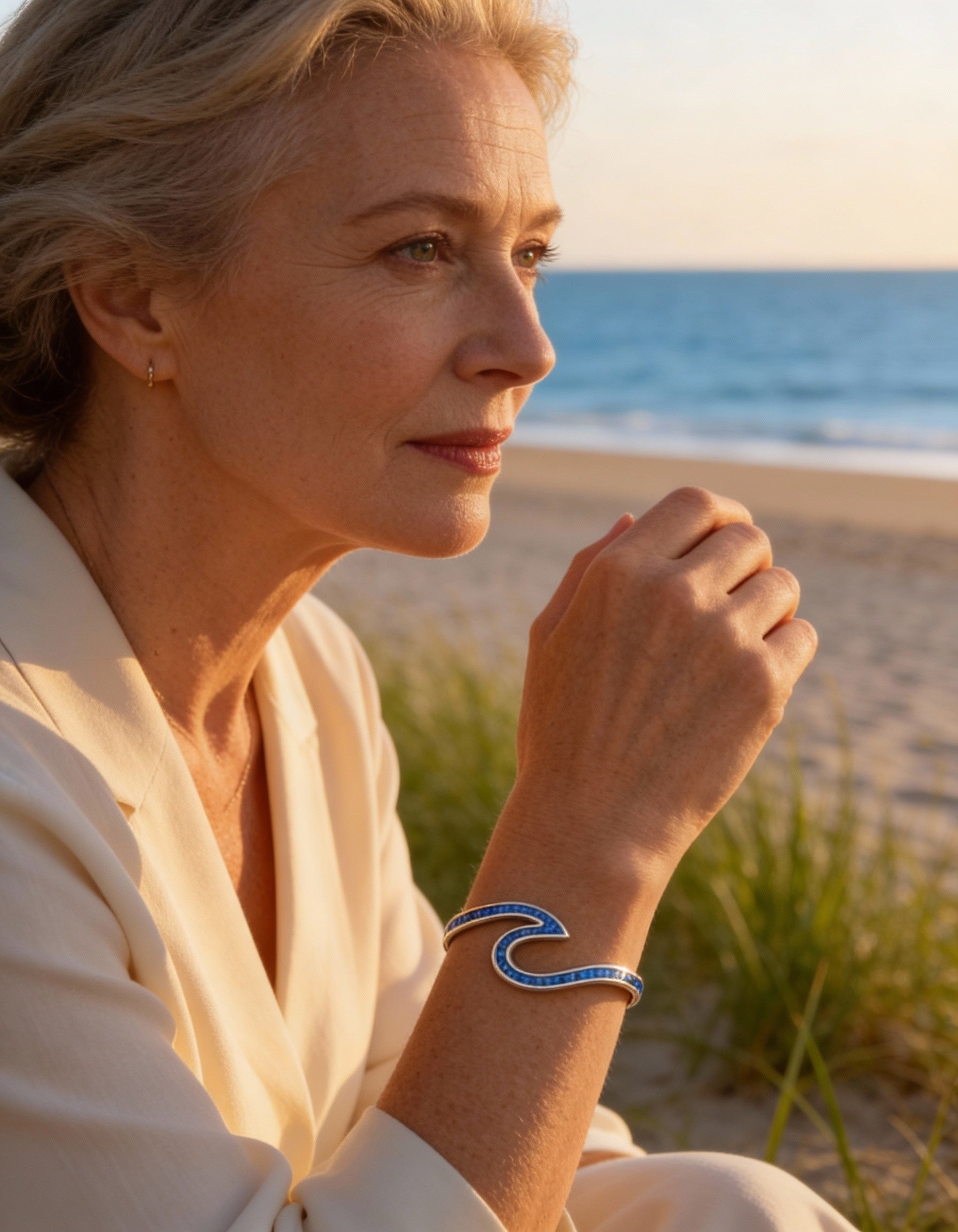 Sea Wave Opal Silver Bracelet