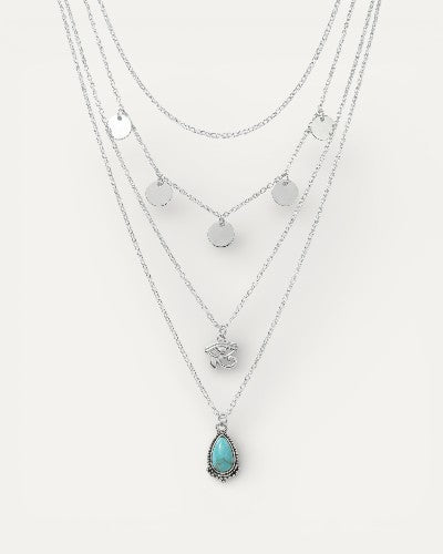 Silver Blue Stone Necklace