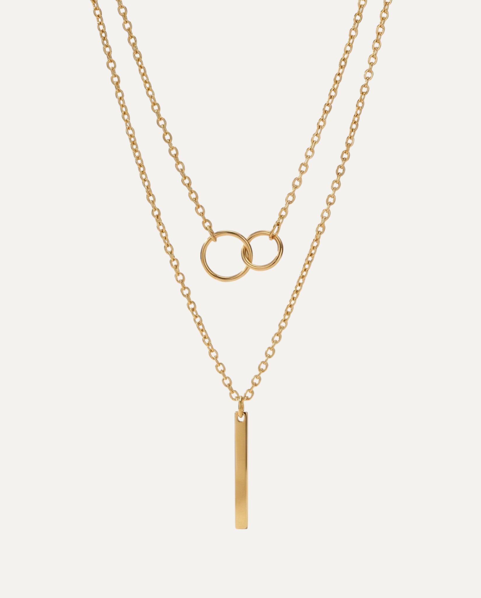 Vintage Gold Double Circle Pendant Necklace