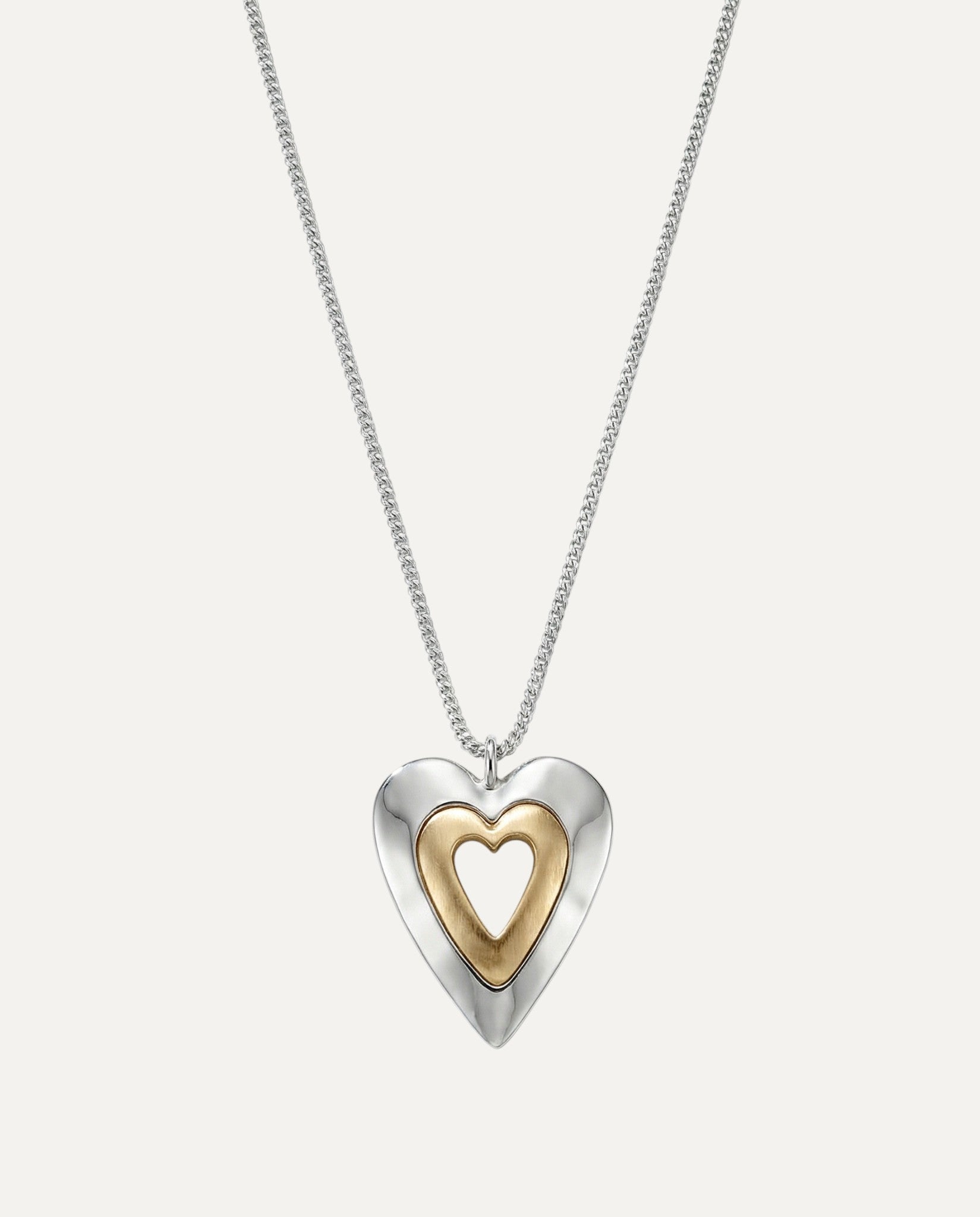Vintage Silver and Gold Heart Pendant Necklace