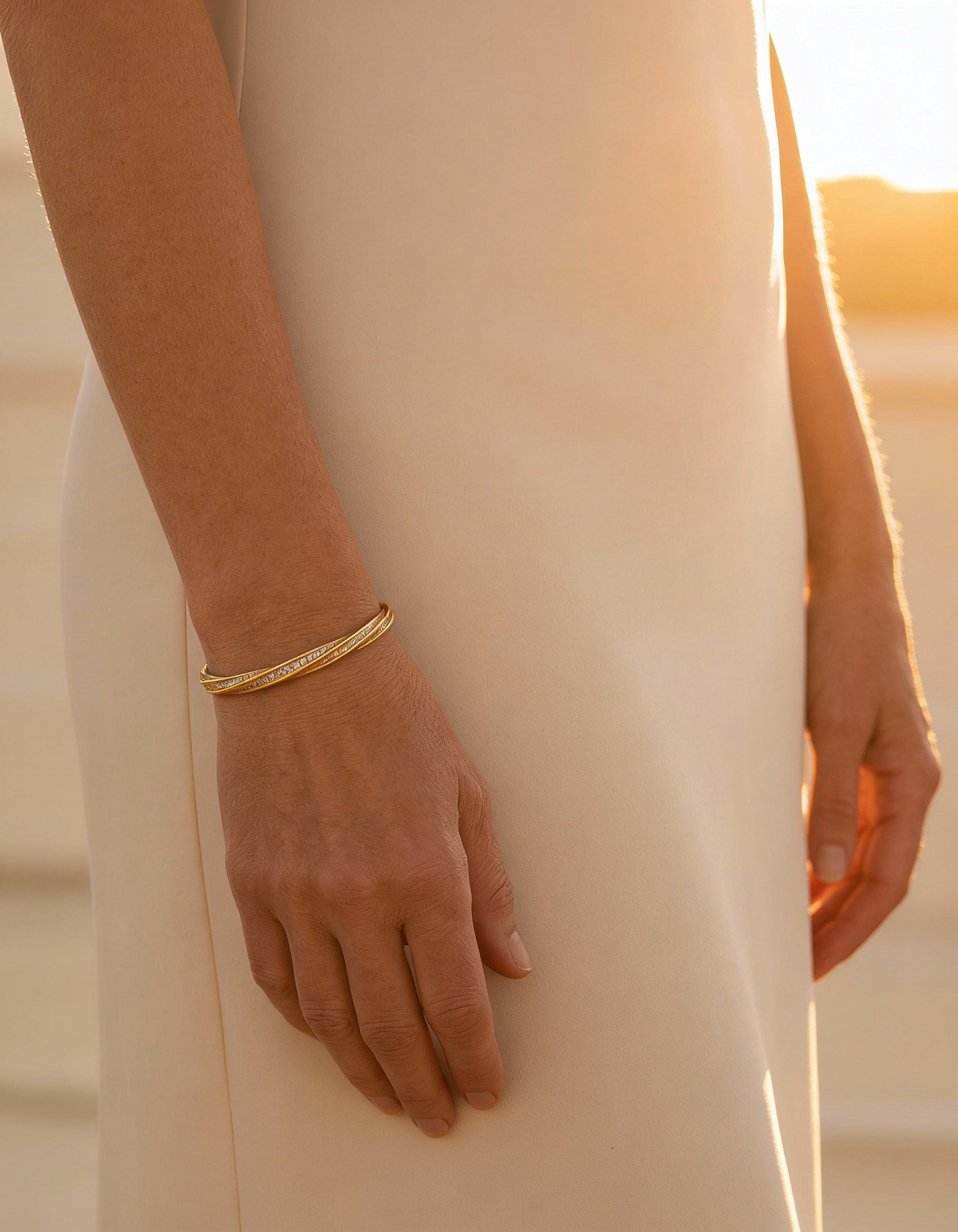 Elegant Two-Row Gold Crystal Bracelet