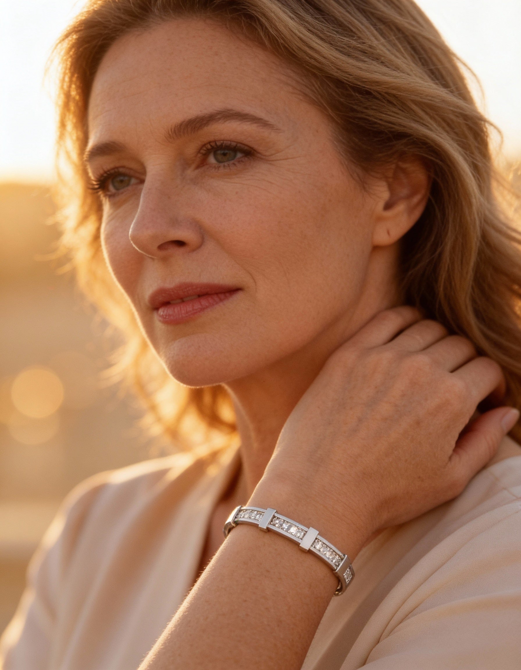 Simple Two-Layer Geometric Open Zircon Bracelet