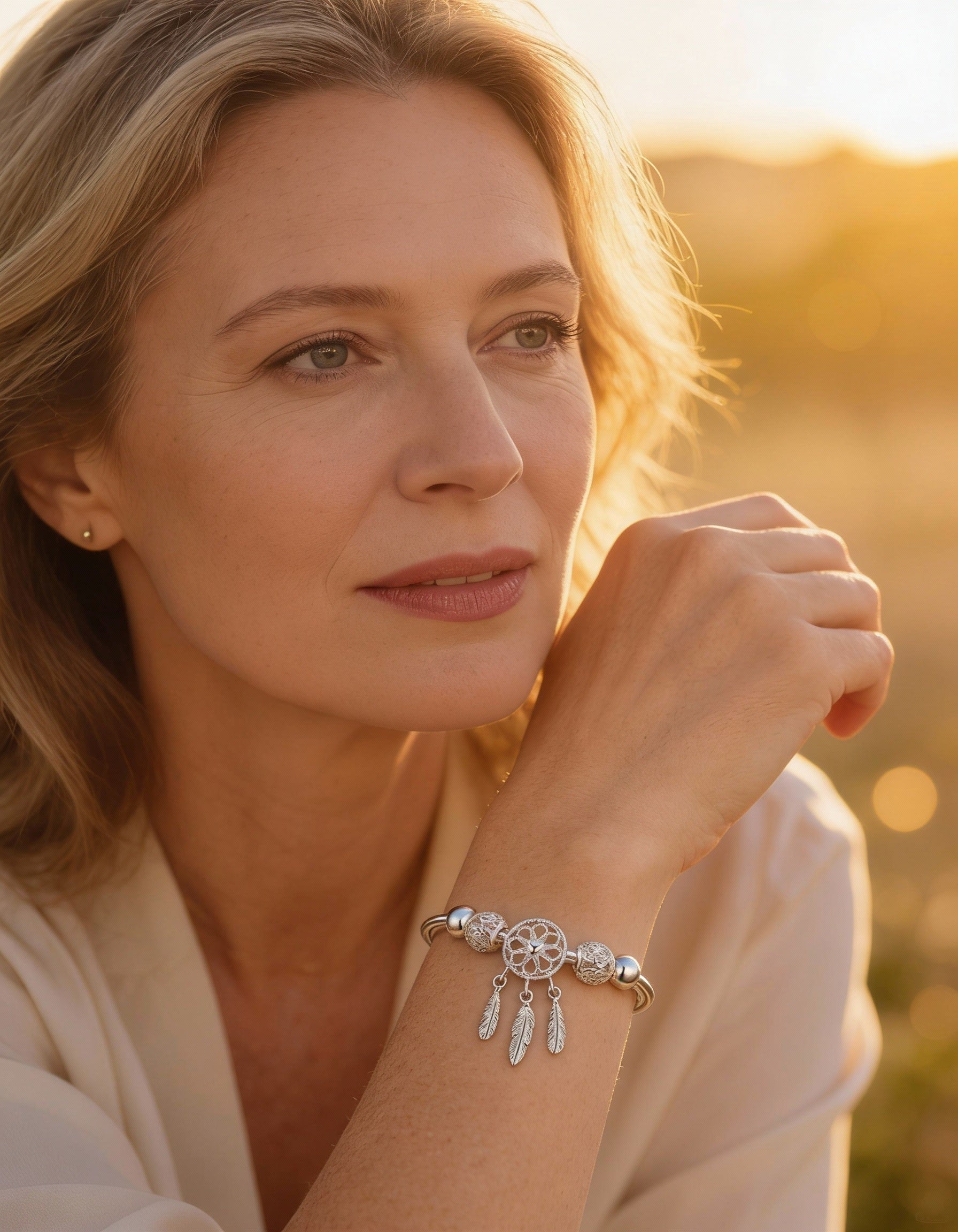 Adjustable Silver Dream Catcher Bracelet