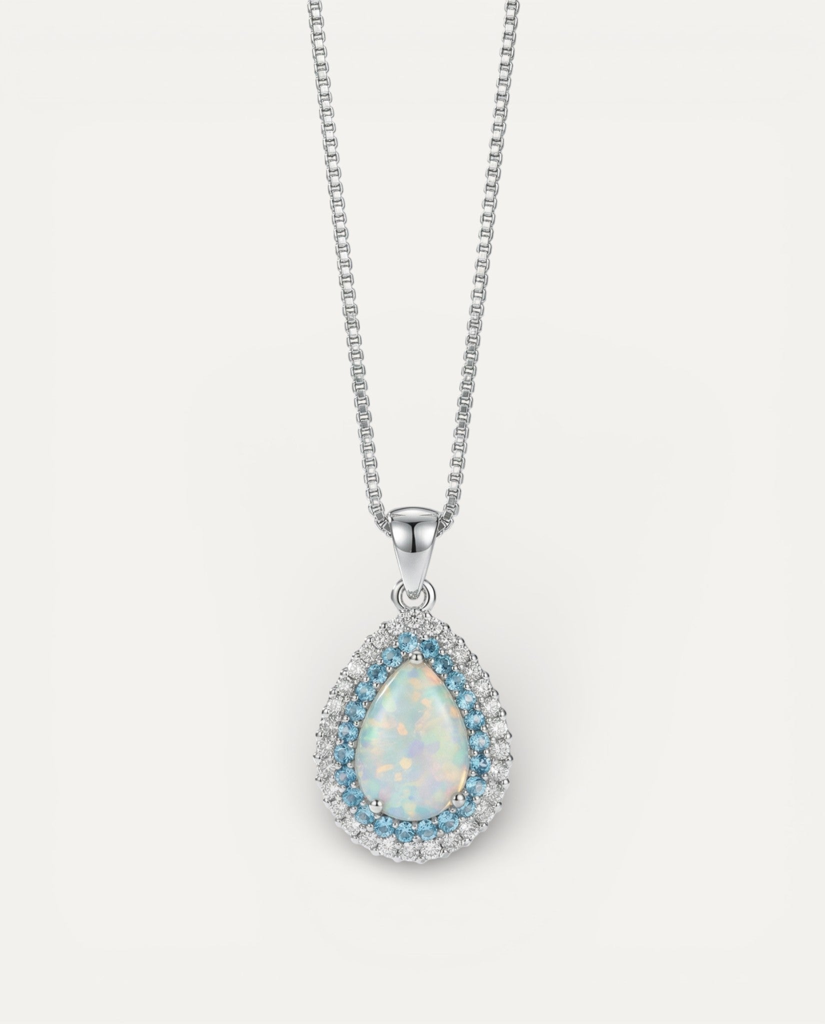 Brilliant Blue Opal Droplet Necklace