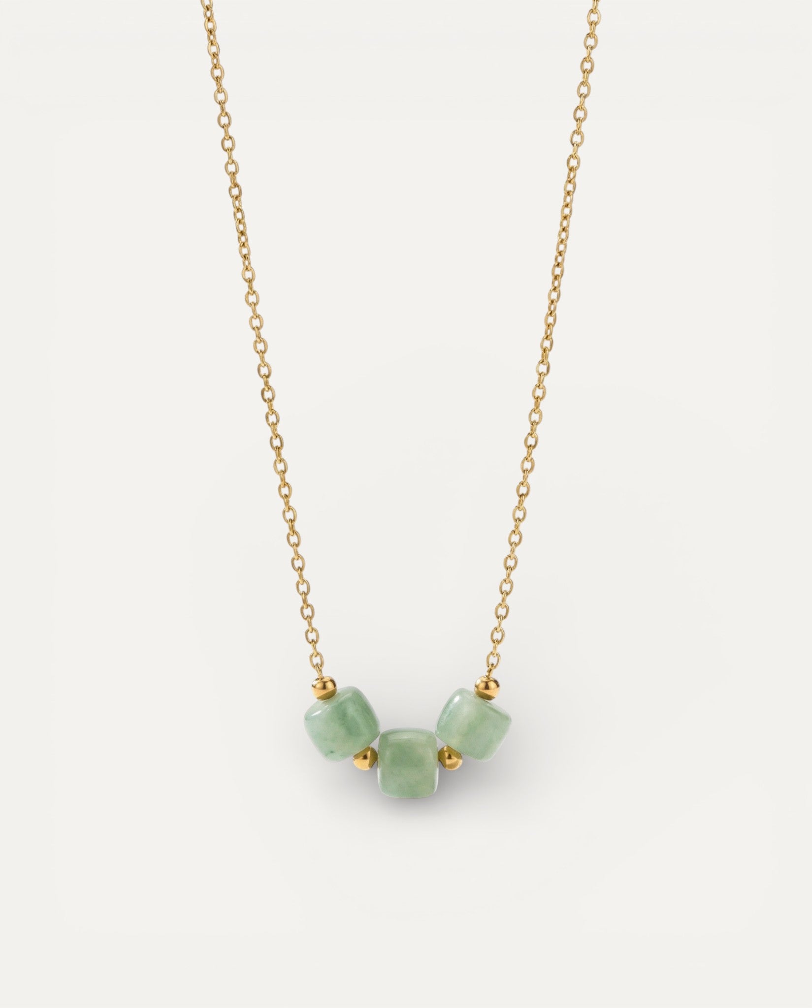 Vintage Gold Necklace with Soft Green Stone