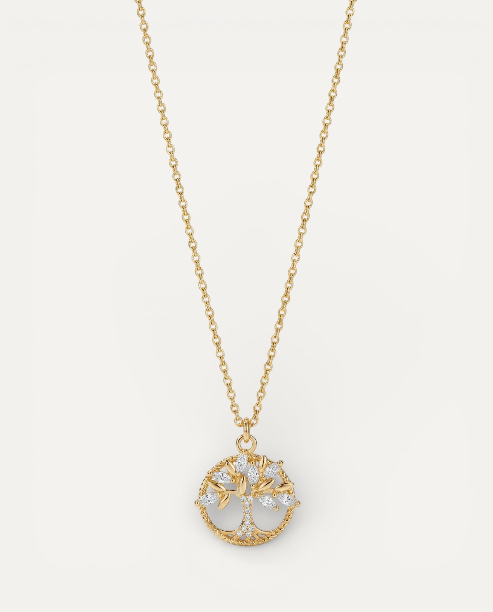 Gold Cubic Zirconia Tree of Life Necklace