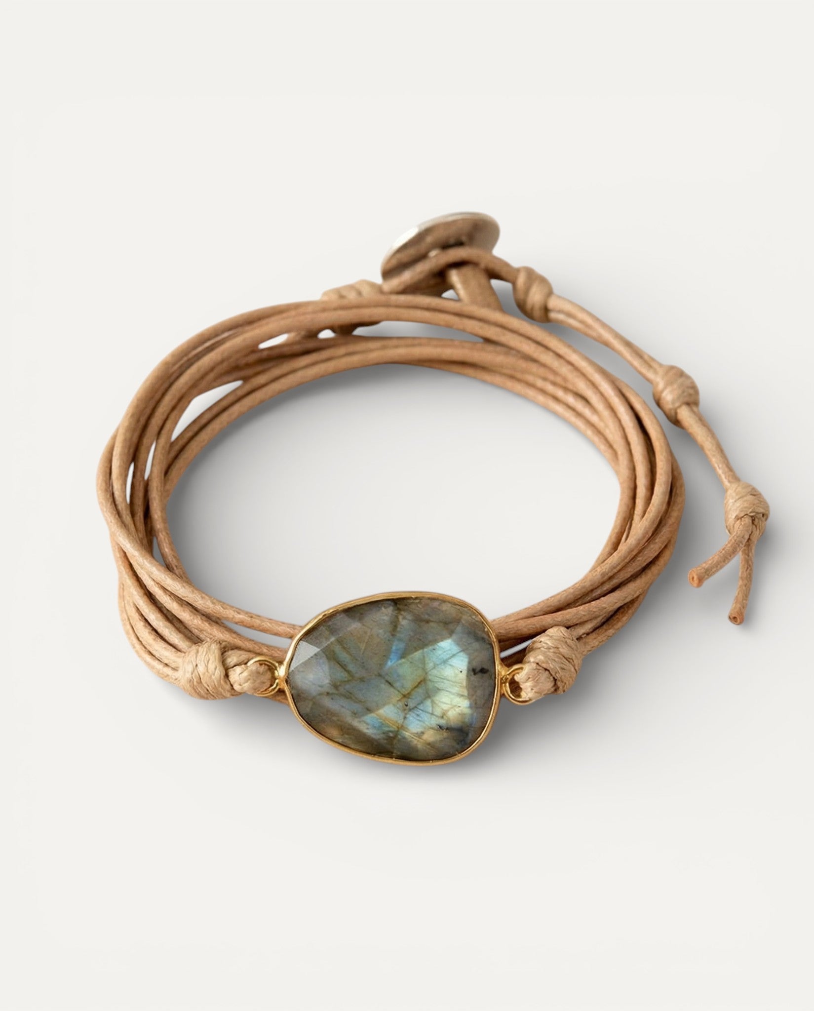 Vintage Leather Stone Bracelet