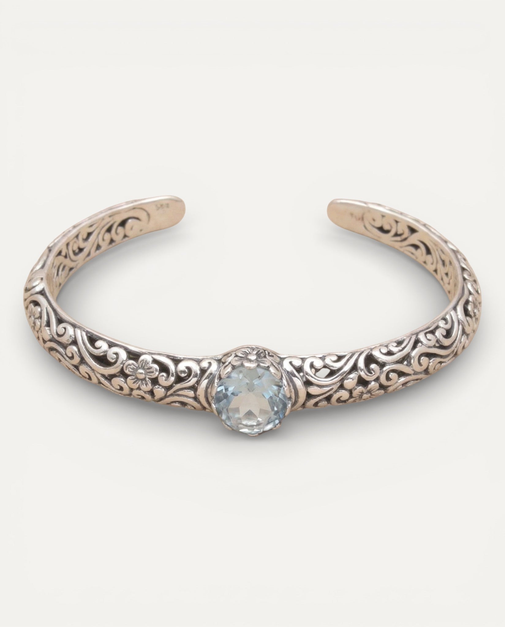 Vintage Open Silver Bracelet with Cubic Zirconia