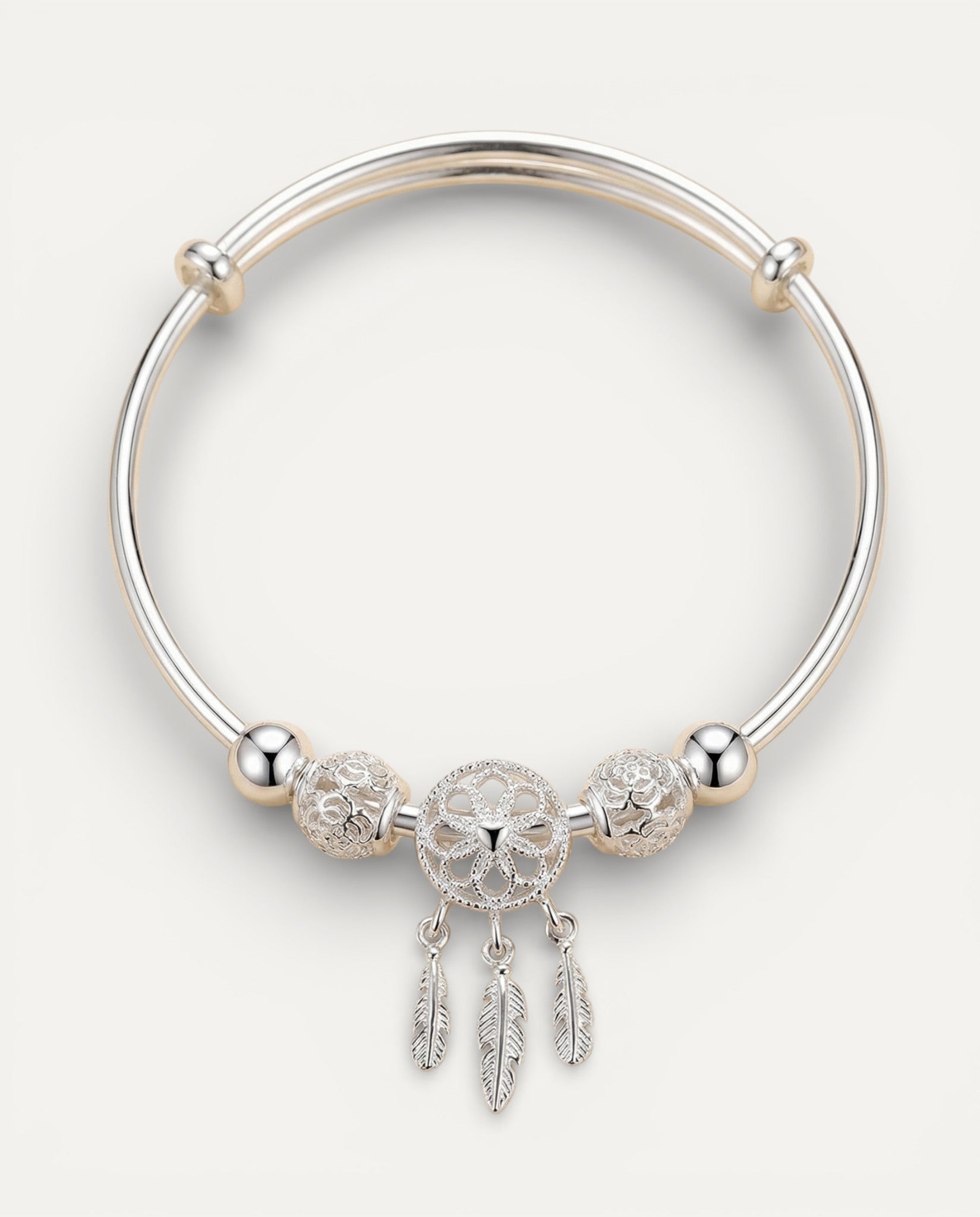 Adjustable Silver Dream Catcher Bracelet