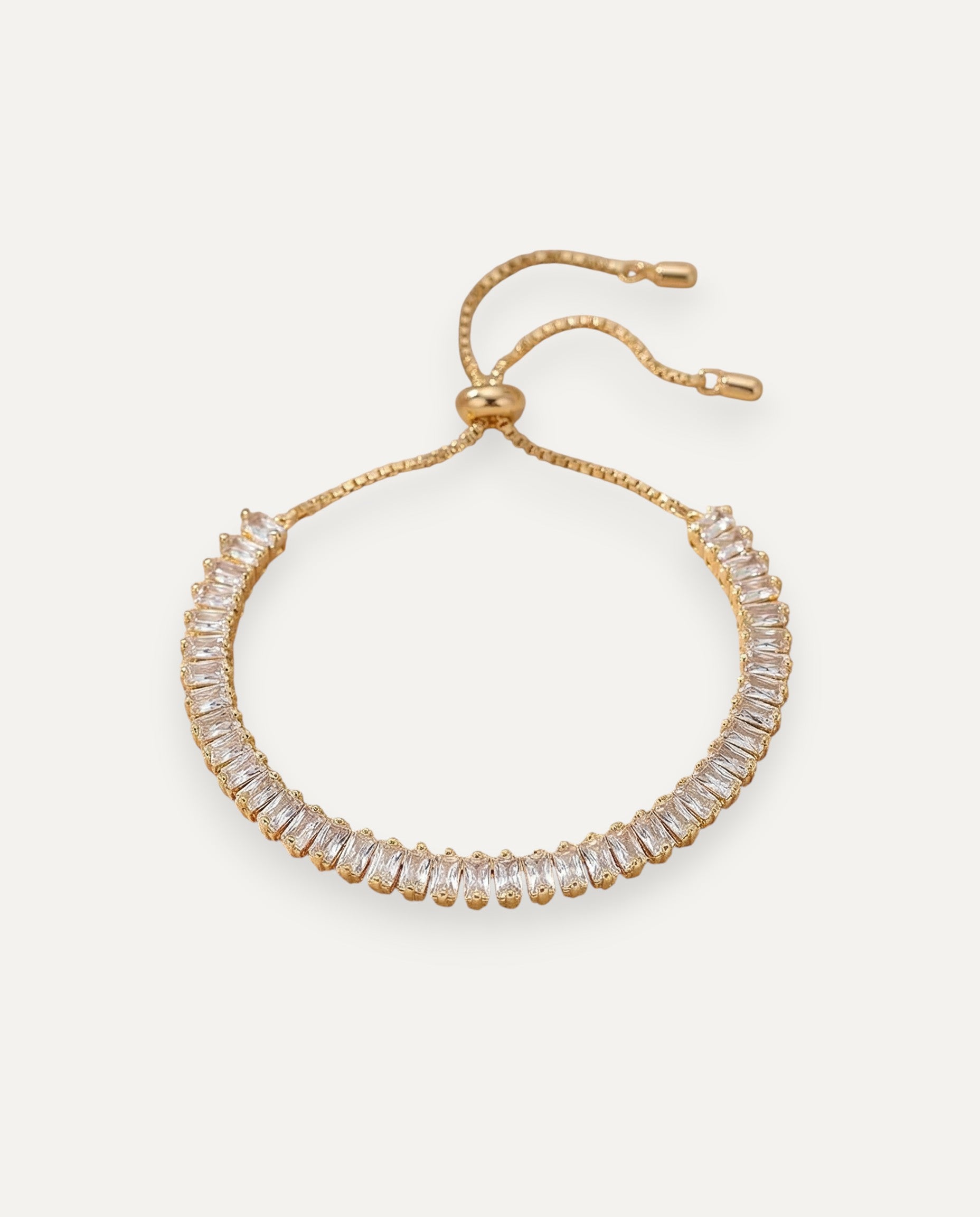 Gold and Silver Cubic Zirconia Adjustable Bracelet