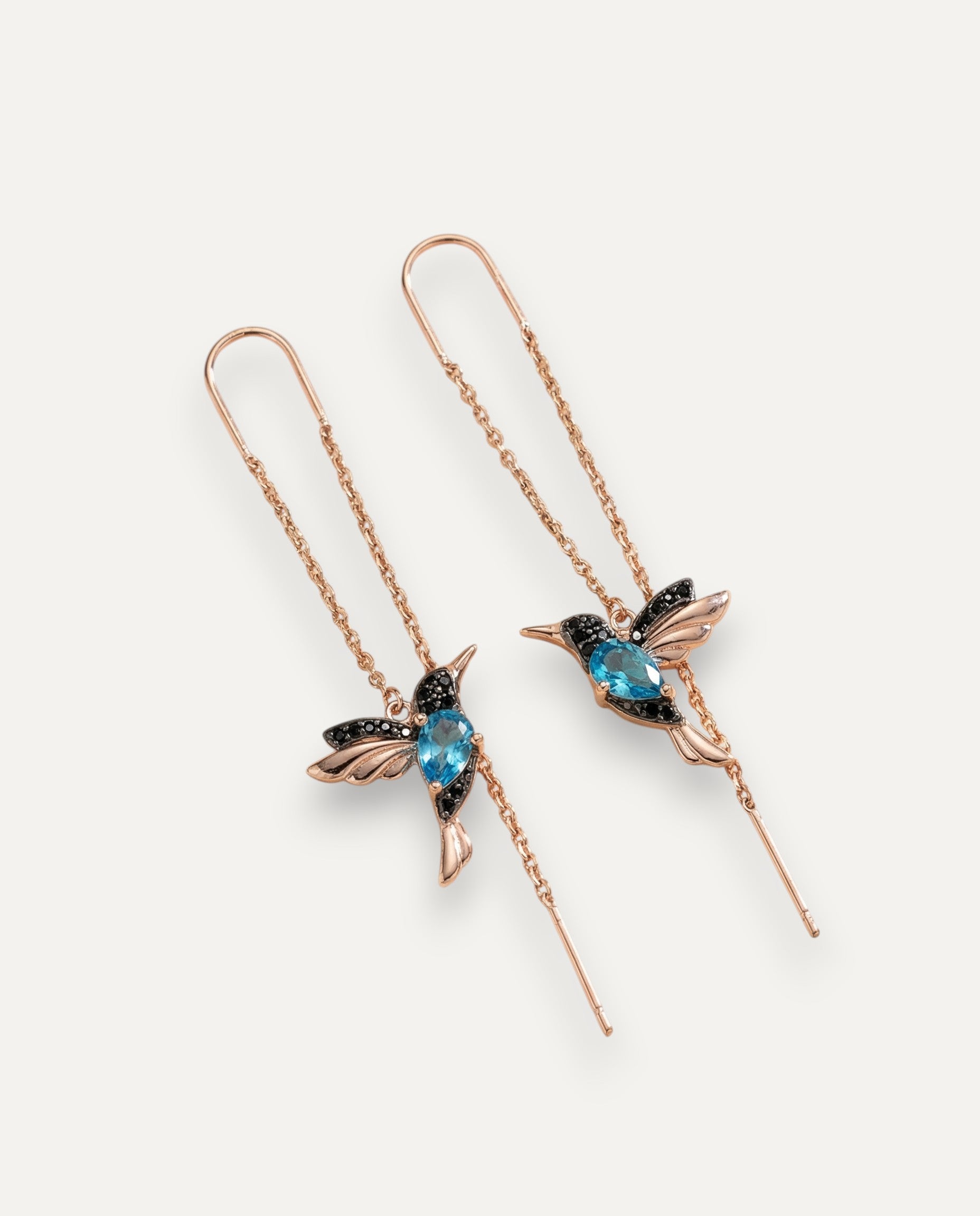 Enamel Hummingbird and Cubic Zirconia Earrings