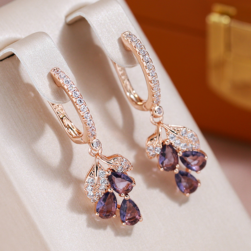 Elegant Gold Garnet Crystal Earrings