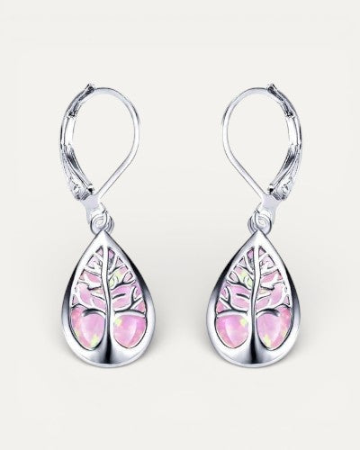 Tree of Life Earrings in Opal and Silver