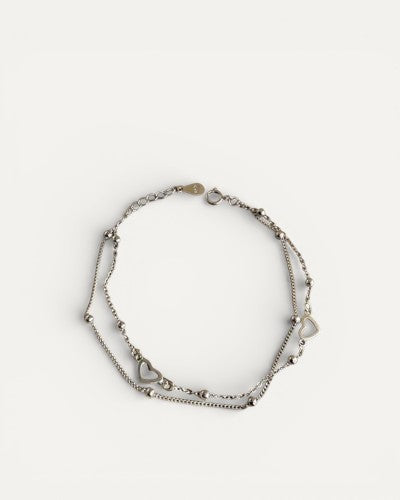 Adjustable Silver Heart Bracelet