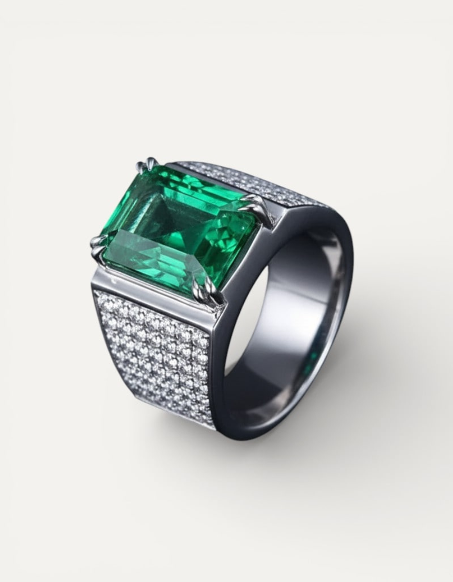 Emerald Stone and Diamond Ring