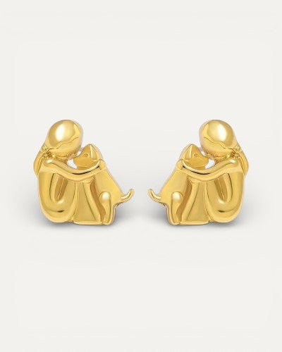 Two-Tone Hug Earrings, Silver and Gold