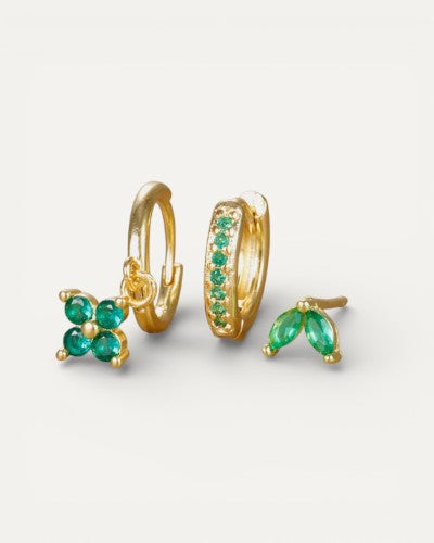 Diamond Flower Earring Set