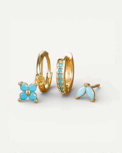 Diamond Flower Earring Set