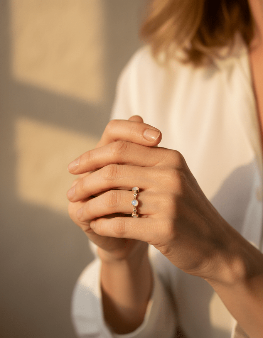 Classic Adjustable Round Gold Crystal Ring