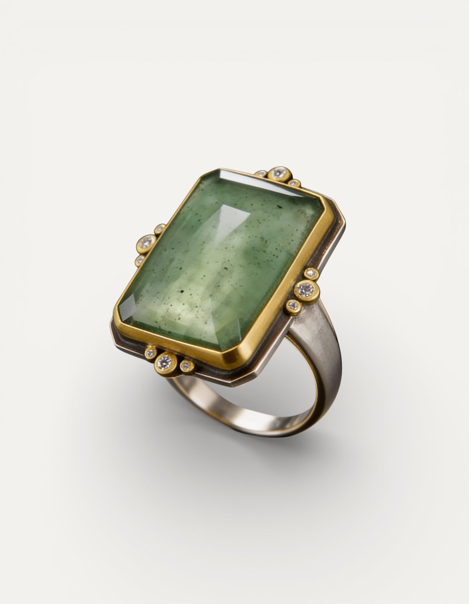 French Retro Square Crystal Ring