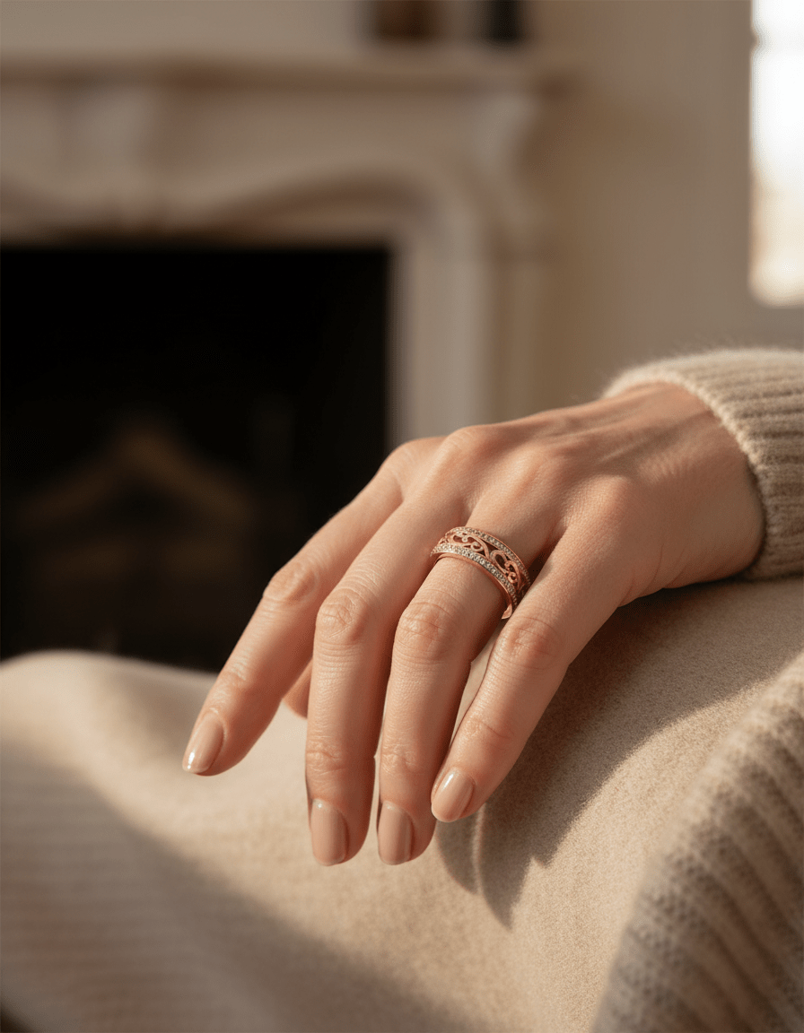 Elegant Hollow Diamond Ring