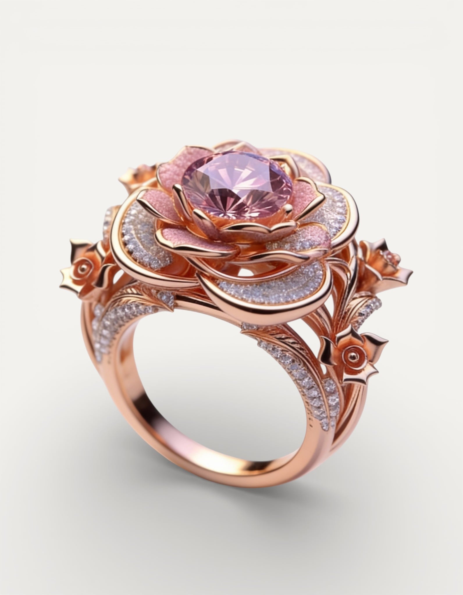 Sparkling Layered Exotic Flower Ring