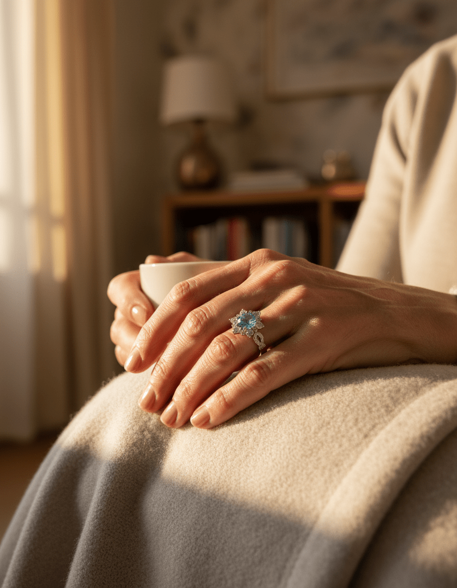 Turquoise Crystal Flower Ring