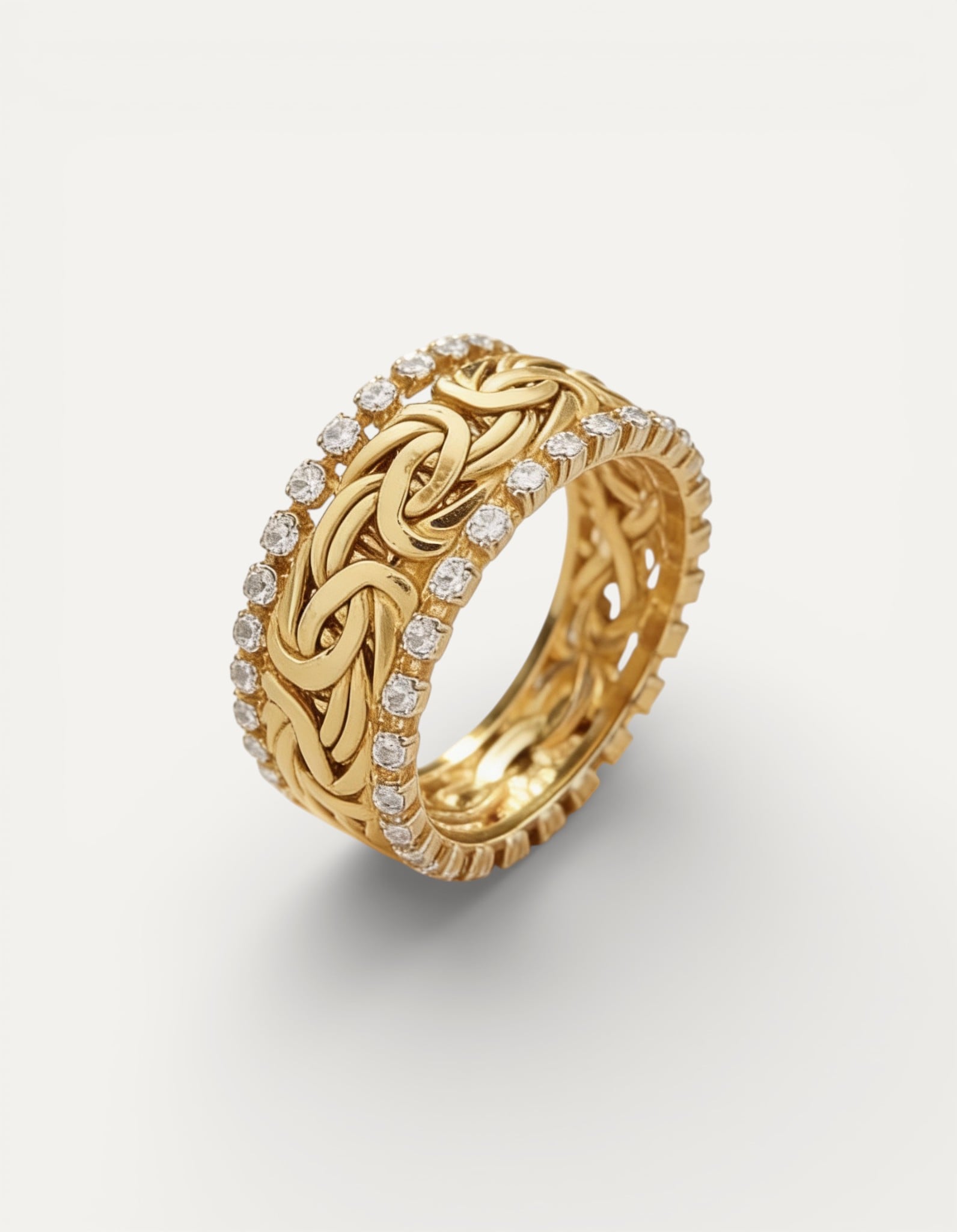 Gold Braided Crystal Band Ring