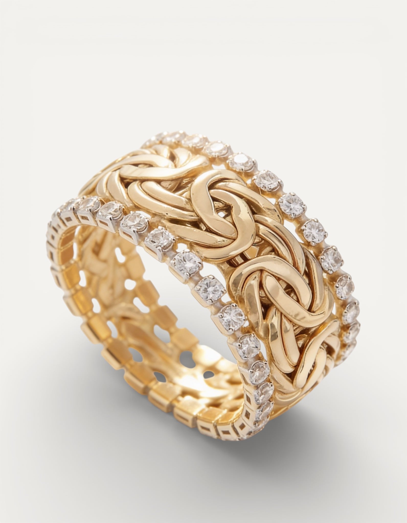 Vintage Gold Braided Cubic Zirconia Ring