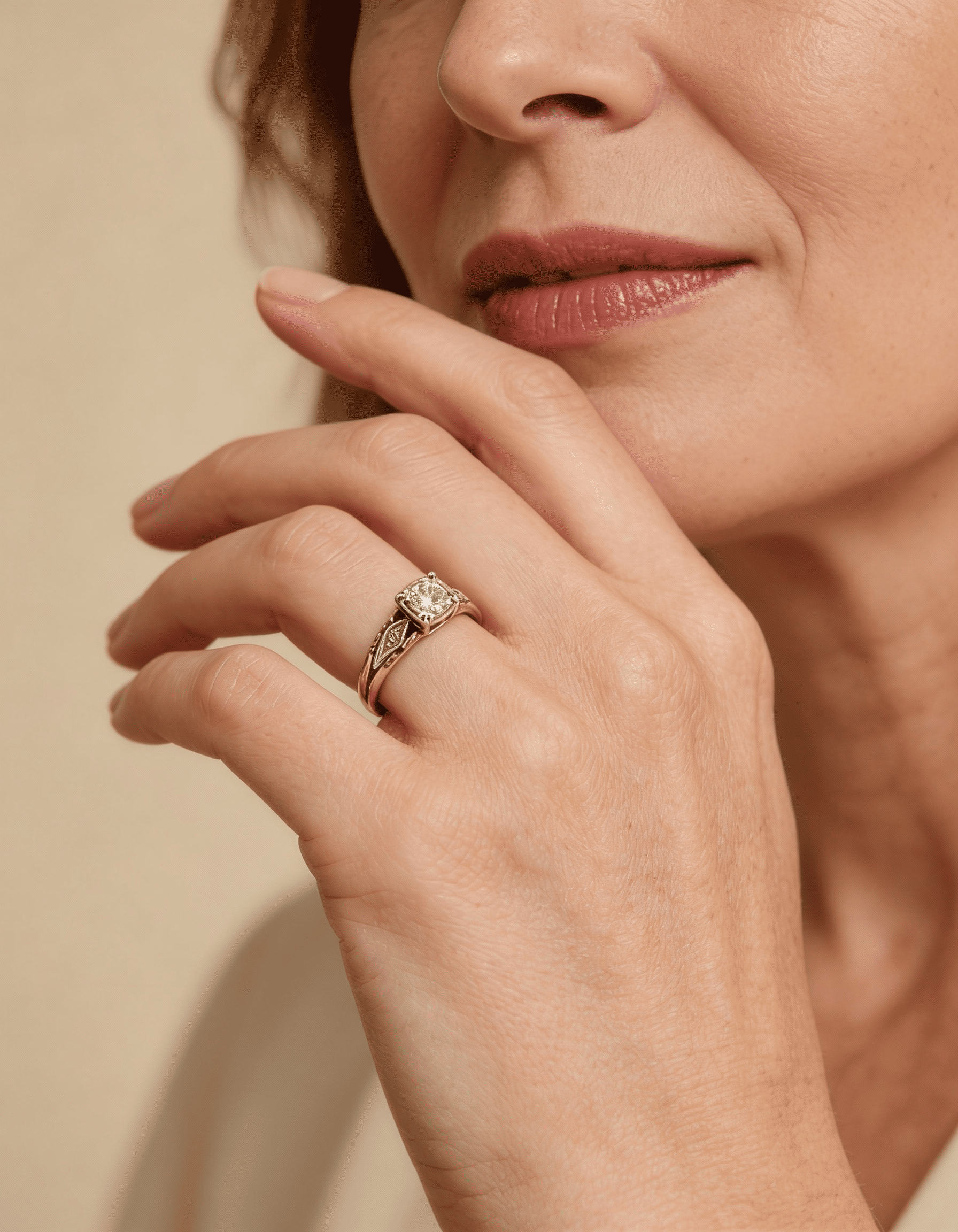 Vintage Delicate Gold Cubic Zirconia Ring