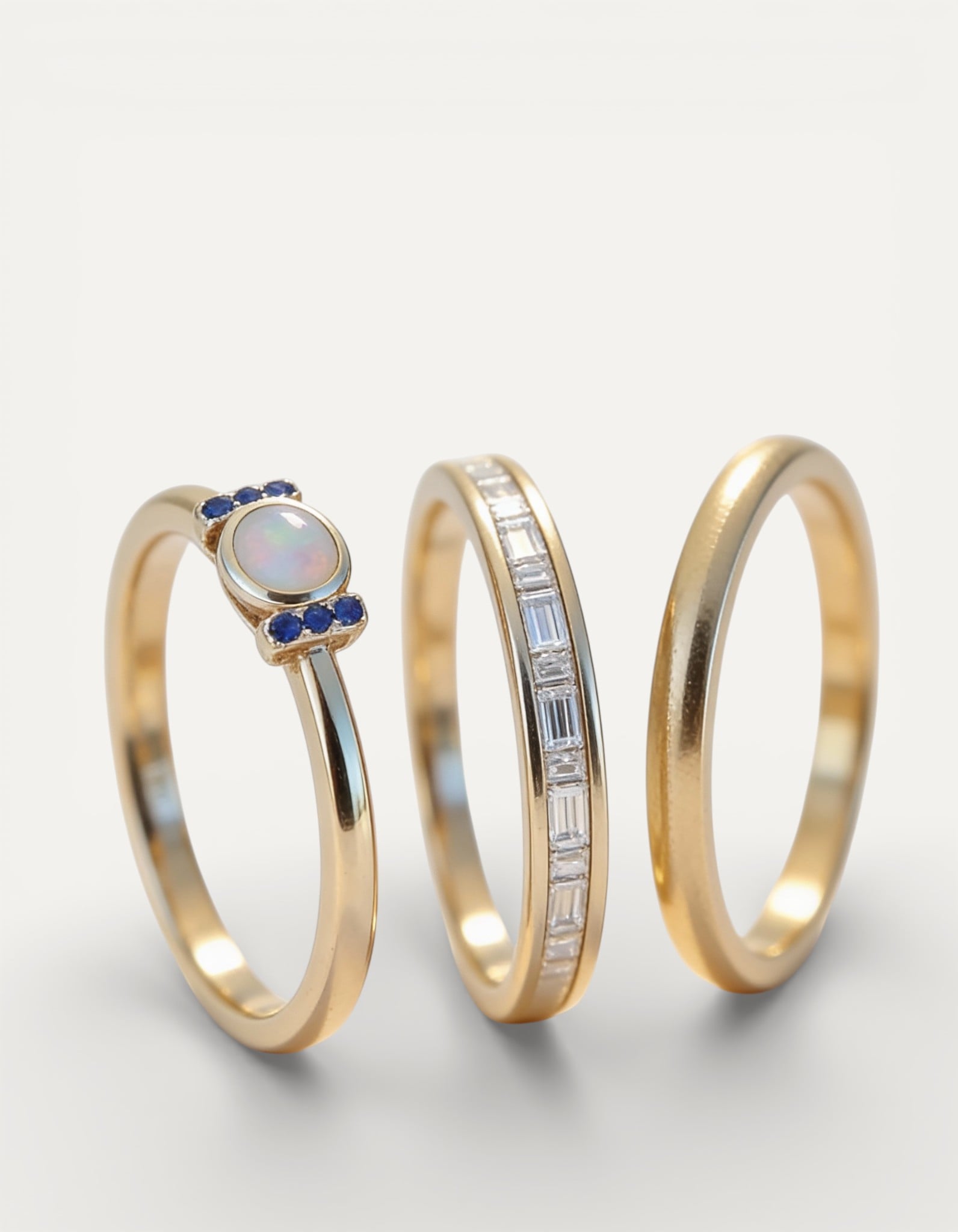 Vintage Gold Opal Ring Set