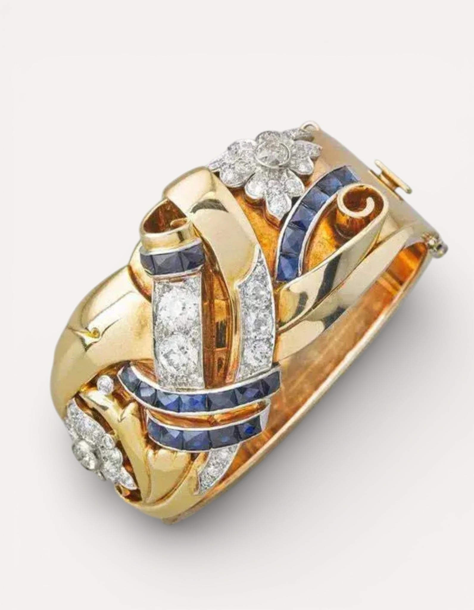 Vintage Gold Blue Cubic Zirconia Ring